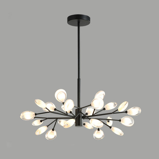 Sputnik Firefly Modern Led Ceiling Light - Acrylic Chandelier Fixture For Living Room 24 / Black