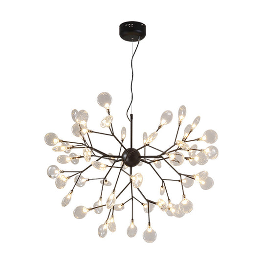 Nordic Style Firefly Led Glass Suspension Chandelier Light For Living Room 63 / Black