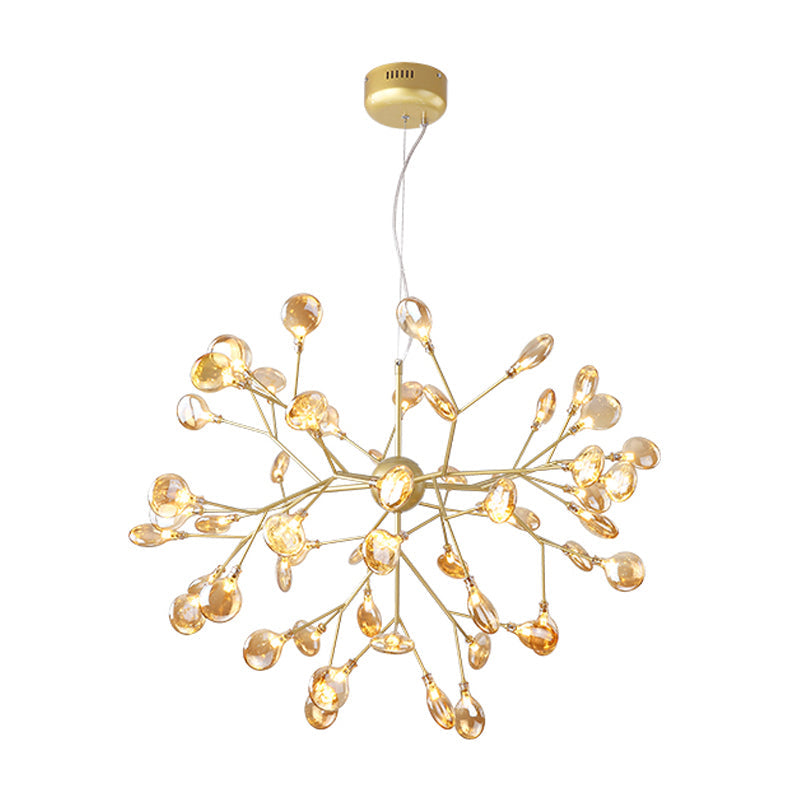 Nordic Style Firefly Led Glass Suspension Chandelier Light For Living Room 63 / Gold