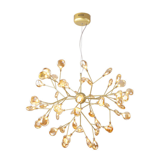 Nordic Style Firefly Led Glass Suspension Chandelier Light For Living Room 63 / Gold