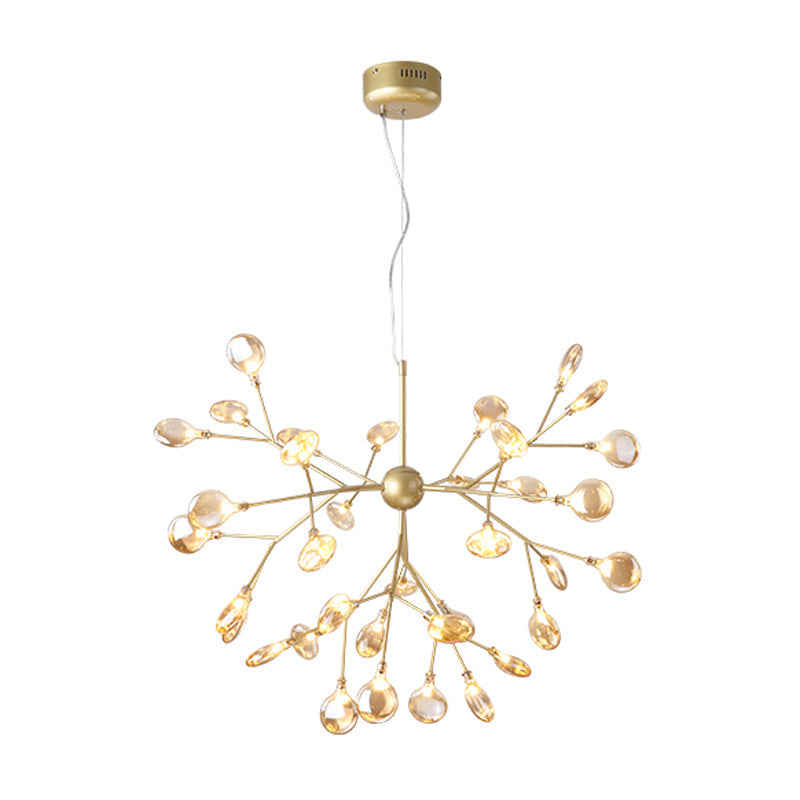 Nordic Style Firefly Led Glass Suspension Chandelier Light For Living Room 36 / Gold