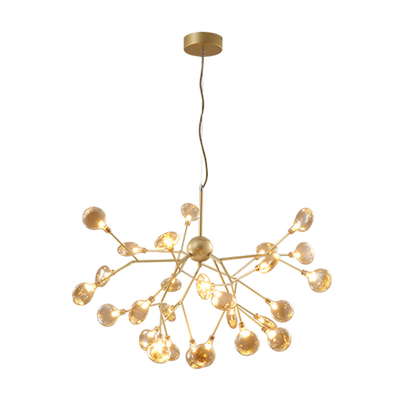 Nordic Style Firefly Led Glass Suspension Chandelier Light For Living Room 27 / Gold