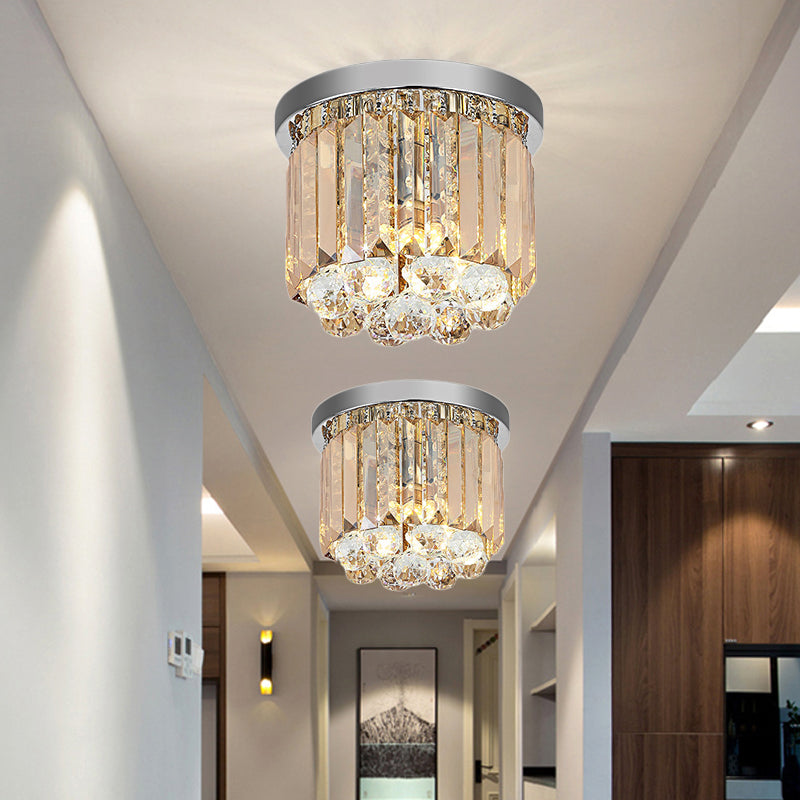 Contemporary Chrome Flush Mount Ceiling Light With Rectangular-Cut Design Available In 2/4/6 Lights