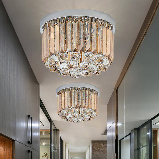 Contemporary Chrome Flush Mount Ceiling Light With Rectangular-Cut Design Available In 2/4/6 Lights
