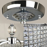 Contemporary Crystal Drum Ceiling Fixture - 3 Lights Chrome/Black Semi Flush Mount