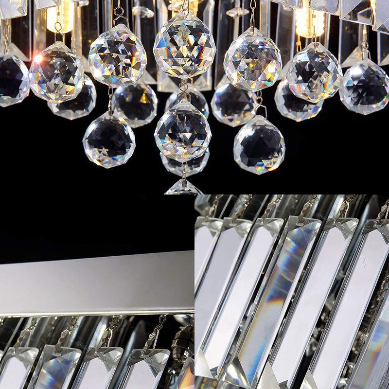 Stylish Crystal Shade Chrome Ceiling Flush Mount Light With 4 Lights For Living Room
