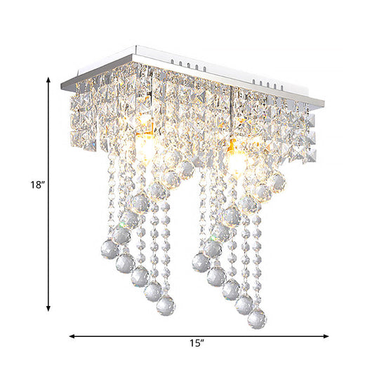 Modern Crystal Chrome Flush Mount Spiral Ceiling Light For Balcony - 8/15 Wide