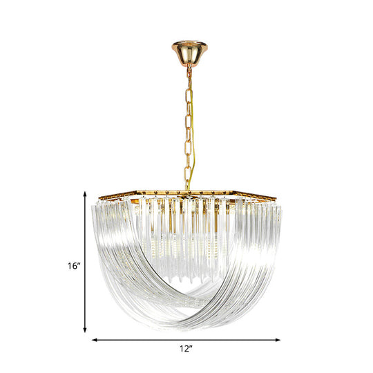 Contemporary Crystal Chandelier Light - Hexagon Design Gold Finish 4-Light 12’’/19.5’’ Wide