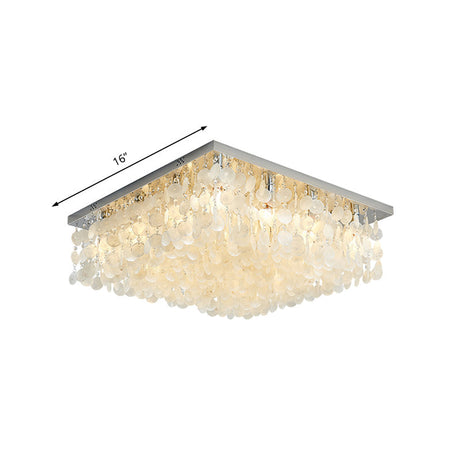 Modern Crystal Led Chrome Ceiling Light For Bedroom - Square Flush Mount 16/19.5/23.5 Wide