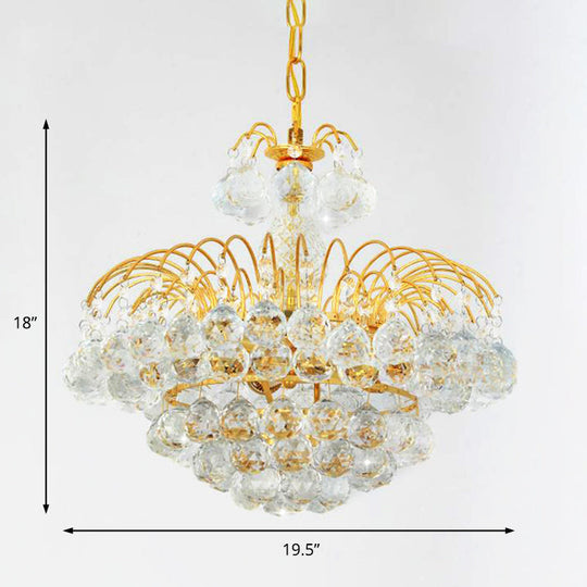 Contemporary 8-Light Chrome/Gold Cascade Chandelier With Crystal Ball Shade 16’/19.5’ Wide