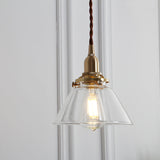 Antique Conical Glass Pendant Light - Clear 1-Light Fixture For Restaurants / A E12/E14