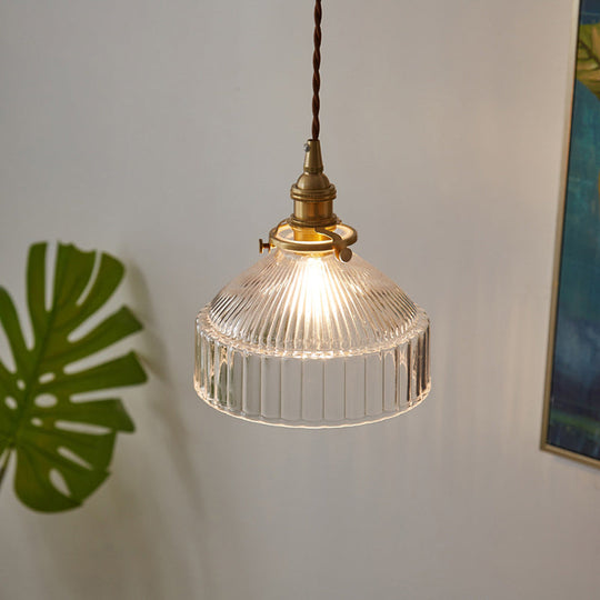 Industrial Clear Glass Pendant Light For Entryway - Single Ceiling Hanging Fixture
