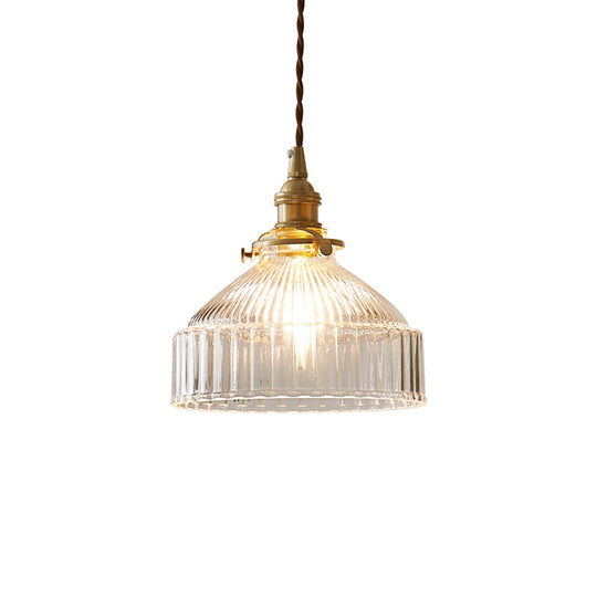 Industrial Clear Glass Pendant Light For Entryway - Single Ceiling Hanging Fixture