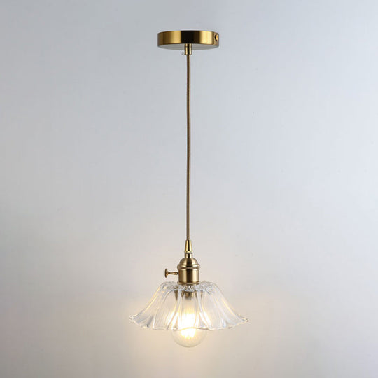 Clear Glass Pendant Lighting Fixture With Simplicity Shaded Hanging Light / W