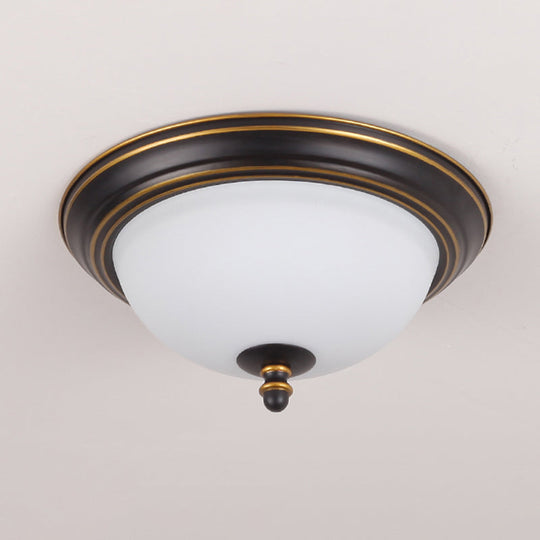 Vintage Bell Flush Ceiling Light With Cream Glass - Led Mount Fixture Gold-Black / 13 Round