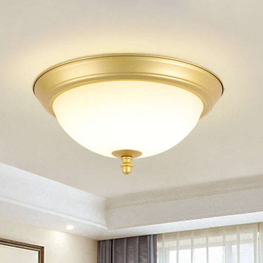 Vintage Bell Flush Ceiling Light With Cream Glass - Led Mount Fixture Gold / 13 Round