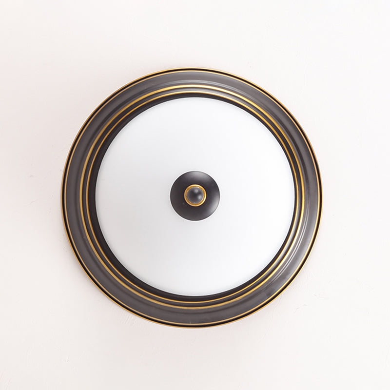 Vintage Bell Flush Ceiling Light With Cream Glass - Led Mount Fixture