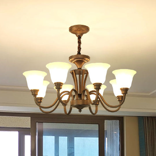 Frosted Glass Chandelier Light Retro Style Pendant Fixture For Living Room