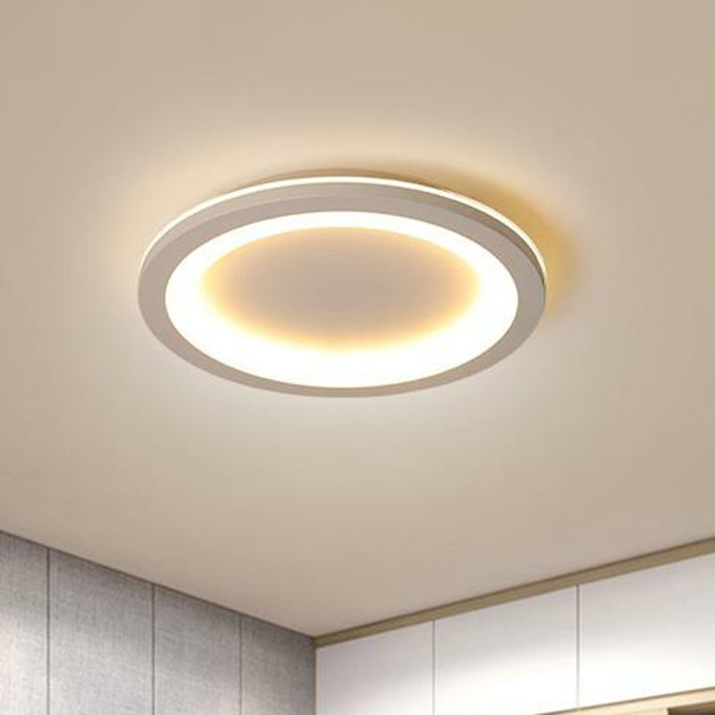 Minimalist Grey Geometric Acrylic Flush Mount Led Lighting Fixture For Bedroom / 14.5 Round