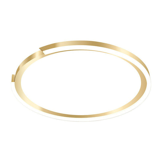 Modern Gold Led Flush Mount Ceiling Light - Simplicity Metallic Design Extra - Thin Circular Shape