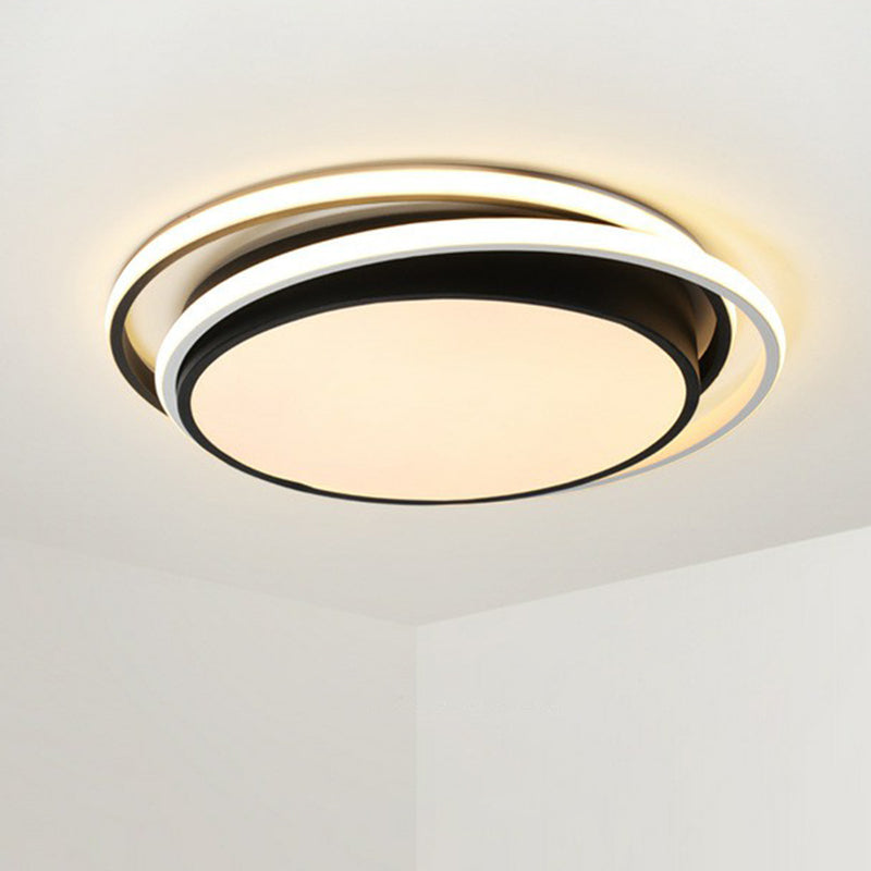 Modern Ultrathin Led Flush Mount Acrylic Round Ceiling Light For Living Room Black / 15’ Warm
