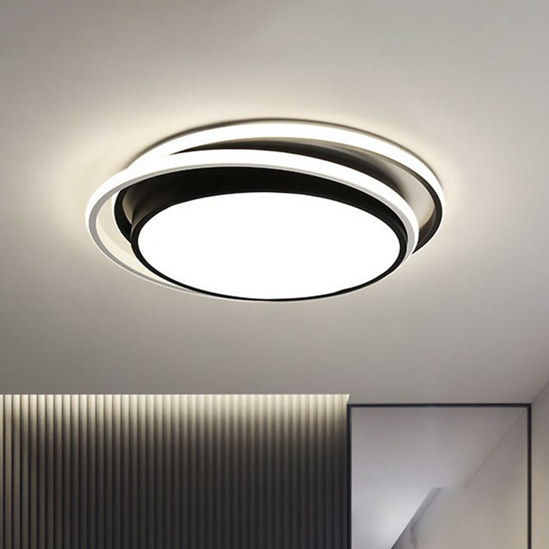 Contemporary Black Acrylic Led Flush Mount Ceiling Light For Bedrooms / Third Gear