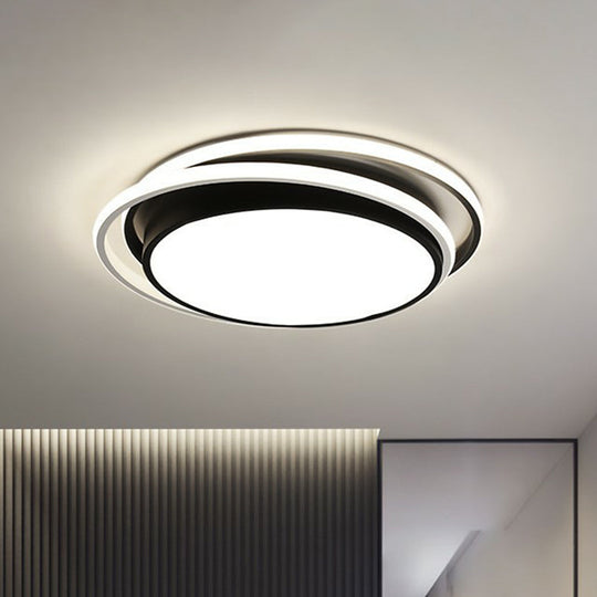 Contemporary Black Acrylic Led Flush Mount Ceiling Light For Bedrooms / Third Gear