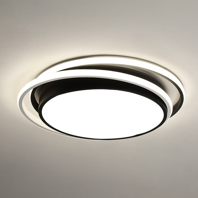 Contemporary Black Acrylic Led Flush Mount Ceiling Light For Bedrooms / Warm