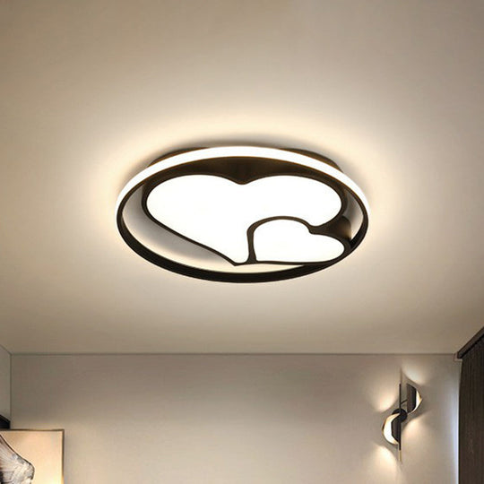Contemporary Metallic Black Heart Flush Led Ceiling Light Fixture / Third Gear