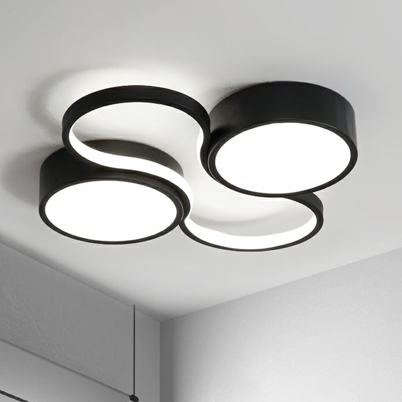 Sleek Study Room Led Flush Mount Ceiling Light - Acrylic Simplified Black / 19.5’ White