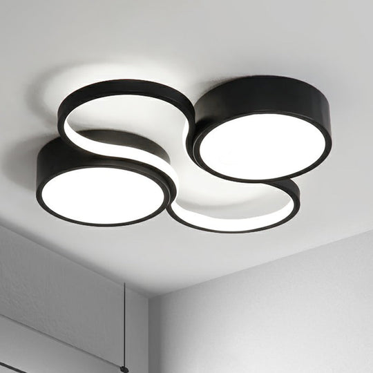Sleek Study Room Led Flush Mount Ceiling Light - Acrylic Simplified Black / 19.5’ White