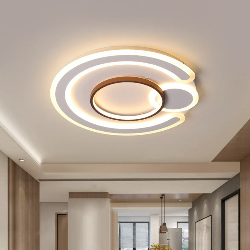 Nordic Style Led Coffee Flushmount Ceiling Light - Acrylic Circular Shape