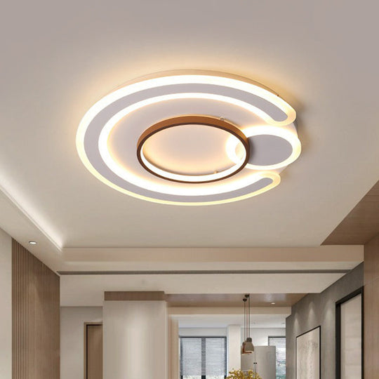 Nordic Style Led Coffee Flushmount Ceiling Light - Acrylic Circular Shape