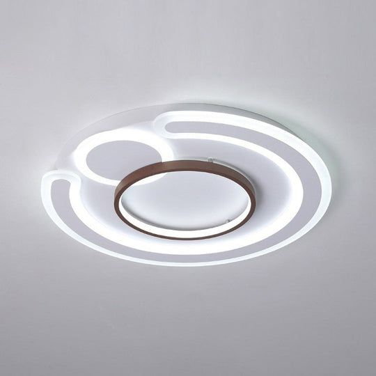 Nordic Style Led Coffee Flushmount Ceiling Light - Acrylic Circular Shape / 16.5 White
