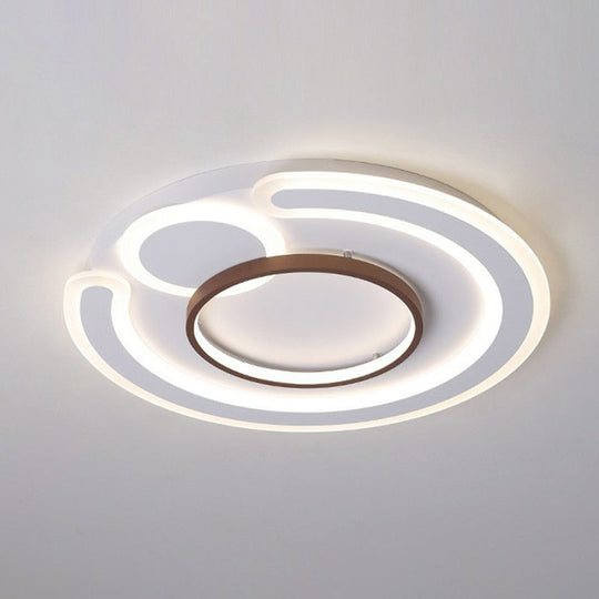 Nordic Style Led Coffee Flushmount Ceiling Light - Acrylic Circular Shape / 16.5 Third Gear