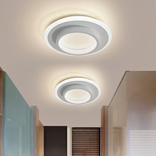 Modern Geometric Led Flush Ceiling Light - Nordic Style White / Warm Round