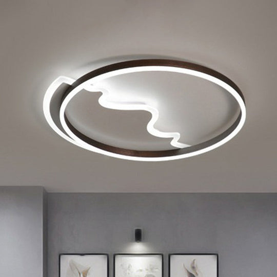Minimalist Acrylic Led Flush Mount Ring Light For Living Room Coffee / 16.5 White