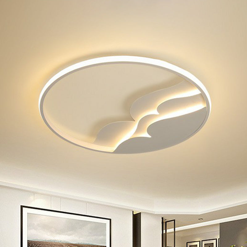 Modern Metal Led Flush Mount Ceiling Light With Halo Ring For Bedroom - White Flushmount / 17’