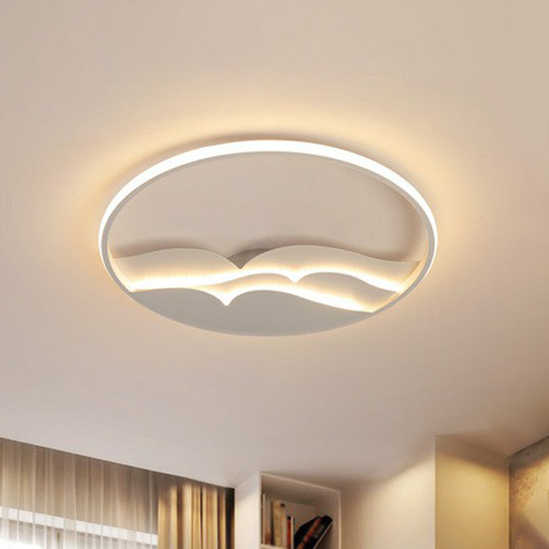 Modern Metal Led Flush Mount Ceiling Light With Halo Ring For Bedroom - White Flushmount / 17 Warm