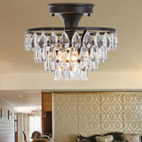 Vintage Teardrop Crystal Semi Flush Mount Light For Living Room Ceiling