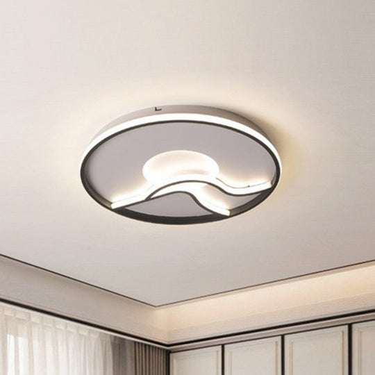 Black Sun & Mountain Nordic Flush Mount Led Lighting Fixture With Acrylic Shade / 16.5’ Third Gear