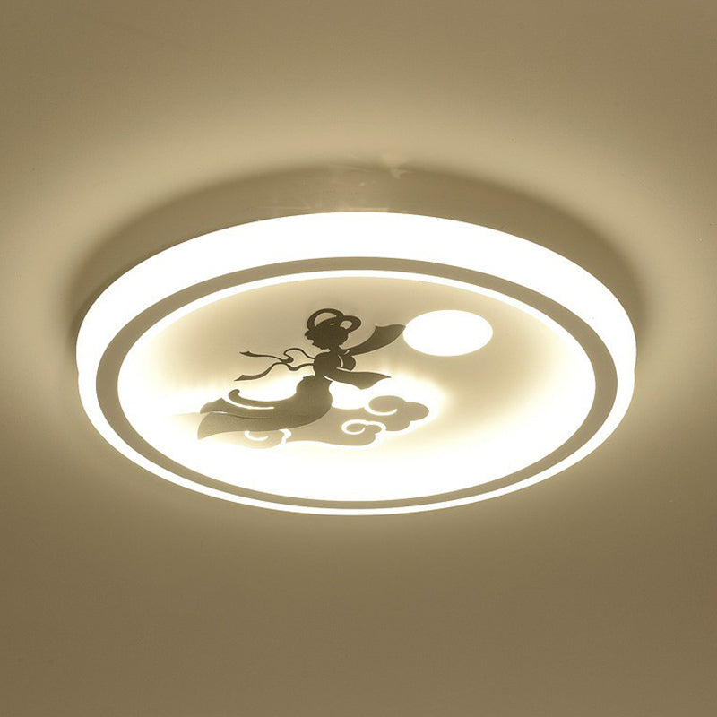 Nordic Style Led Flush Mount Ceiling Light In White - Circular Bedroom Lighting Fixture / Portrait