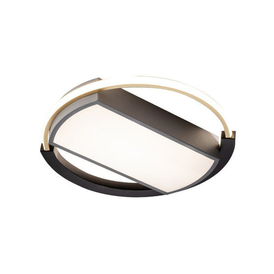 Sleek Geometric Acrylic Led Flush Mount Ceiling Light In Gold-Black
