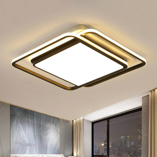 Modern Acrylic Rhombus Flush Light In Black & White: Led Ceiling Fixture Black - White / 16.5’