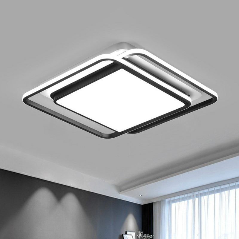 Modern Acrylic Rhombus Flush Light In Black & White: Led Ceiling Fixture Black-White / 16.5 White