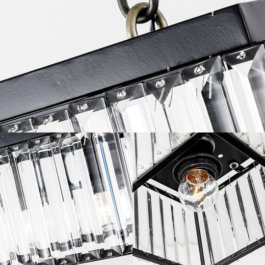 Black Crystal Flush Mount Ceiling Light - Modern Rectangular Design