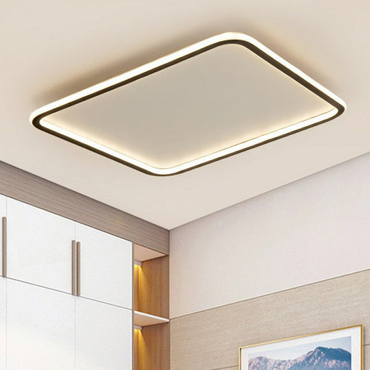Minimalist Acrylic Black Led Flush Mount Fixture - Rectangular Frame / 15.5’ Third Gear
