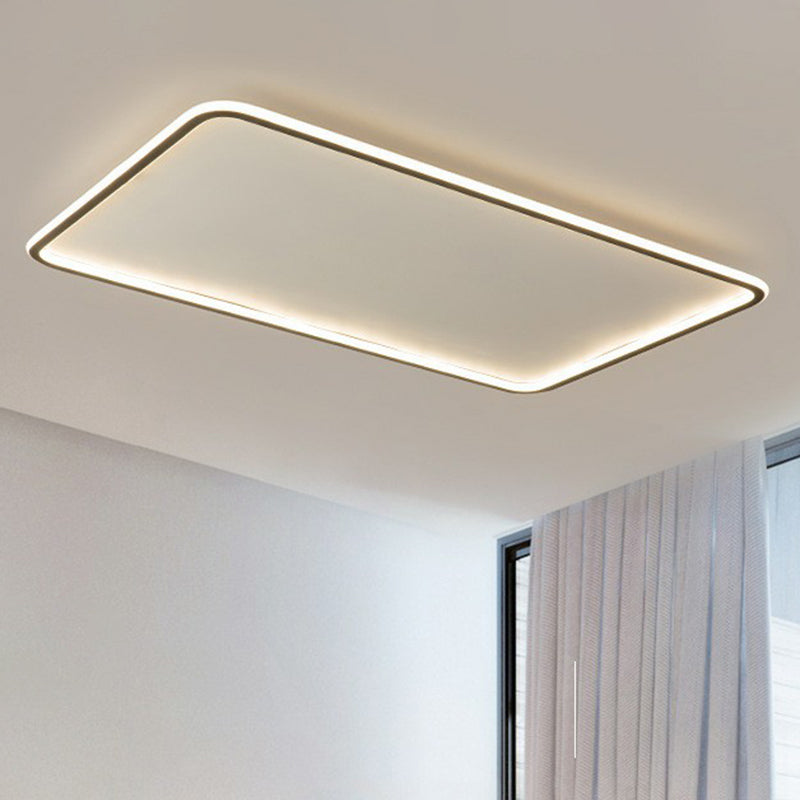Minimalist Acrylic Black Led Flush Mount Fixture - Rectangular Frame / 23.5 Third Gear