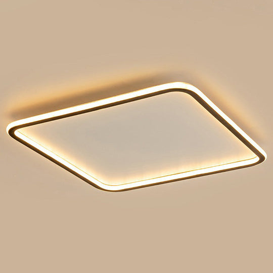Minimalist Acrylic Black Led Flush Mount Fixture - Rectangular Frame