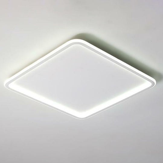 Modern Led Flush Mount Ceiling Light - Extra - Thin Aluminum Fixture In White / Square